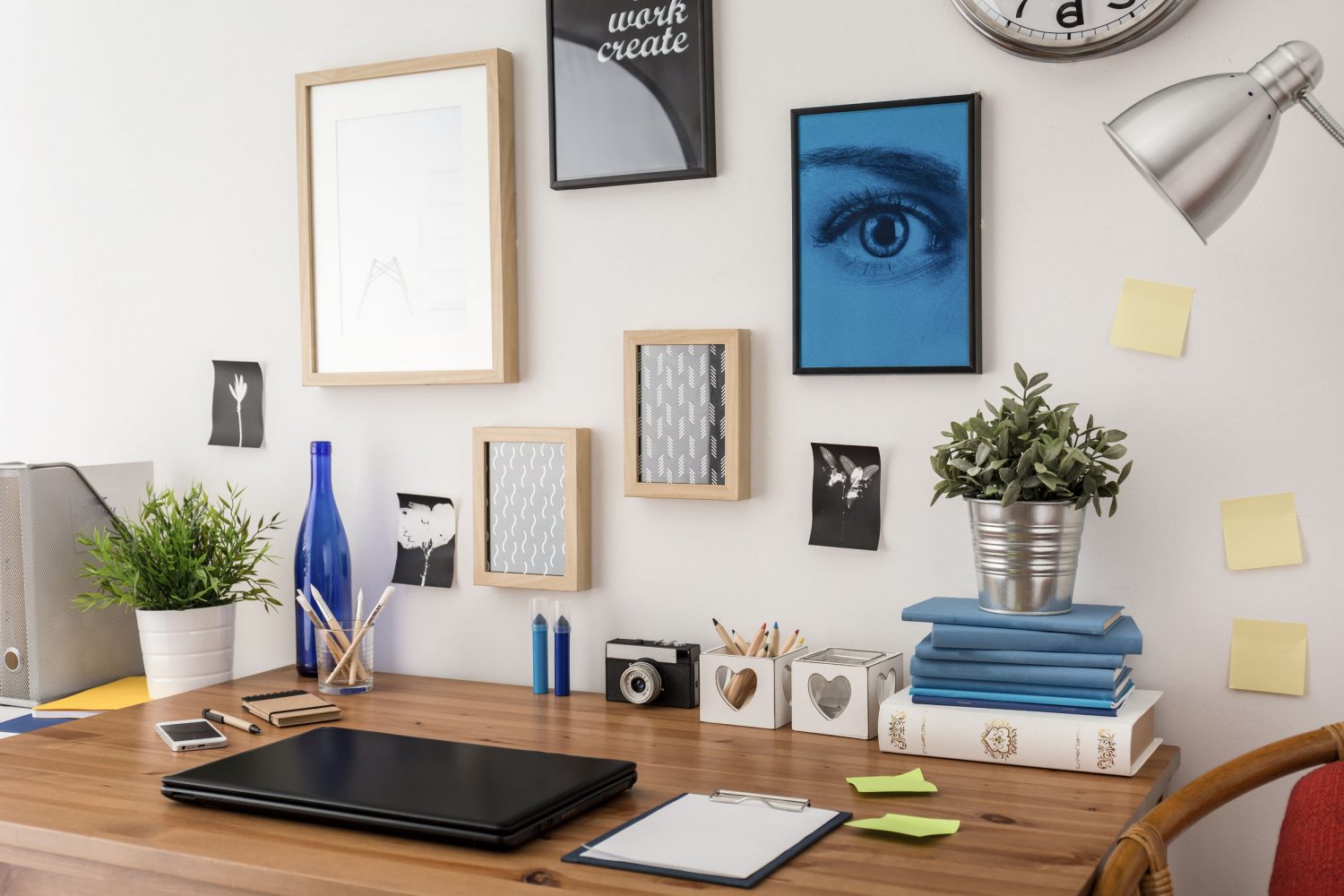 41028057 - stylish tidy wooden desk with data in office